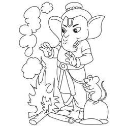Dessin à colorier: Mythologie Hindou: Ganesh (Dieux et Déesses) #96929 - Coloriages à Imprimer