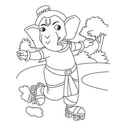 Dessin à colorier: Mythologie Hindou: Ganesh (Dieux et Déesses) #96930 - Coloriages à imprimer