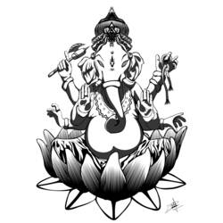 Dessin à colorier: Mythologie Hindou: Ganesh (Dieux et Déesses) #97013 - Coloriages à imprimer