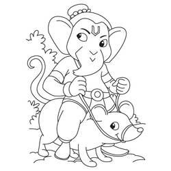 Dessin à colorier: Mythologie Hindou: Ganesh (Dieux et Déesses) #97025 - Coloriages à Imprimer