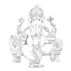 Dessin à colorier: Mythologie Hindou: Ganesh (Dieux et Déesses) #97030 - Coloriages à imprimer