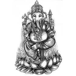 Dessin à colorier: Mythologie Hindou: Ganesh (Dieux et Déesses) #97043 - Coloriages à Imprimer