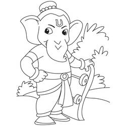 Dessin à colorier: Mythologie Hindou: Ganesh (Dieux et Déesses) #97134 - Coloriages à Imprimer