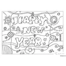 Dessin à colorier: Bonne Année (Fêtes et Célébrations) #60792 - Coloriages à Imprimer Gratuits