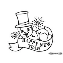 Dessin à colorier: Bonne Année (Fêtes et Célébrations) #60924 - Coloriages à Imprimer Gratuits