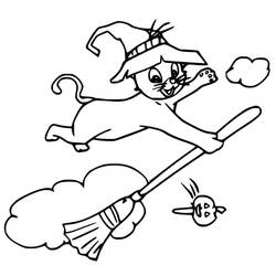 Dessin à colorier: Chat Halloween (Fêtes et Célébrations) #203985 - Coloriages à Imprimer Gratuits