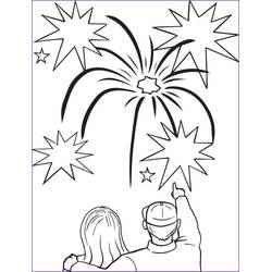 Dessin à colorier: Feux d’artifice (Fêtes et Célébrations) #209192 - Coloriages à Imprimer Gratuits