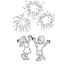 Dessin à colorier: Feux d’artifice (Fêtes et Célébrations) #209196 - Coloriages à Imprimer Gratuits