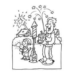 Dessin à colorier: Feux d’artifice (Fêtes et Célébrations) #209203 - Coloriages à Imprimer Gratuits