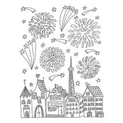 Dessin à colorier: Feux d’artifice (Fêtes et Célébrations) #209204 - Coloriages à Imprimer Gratuits