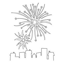 Dessin à colorier: Feux d’artifice (Fêtes et Célébrations) #209210 - Coloriages à Imprimer Gratuits