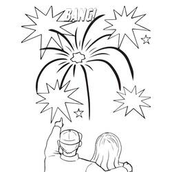 Dessin à colorier: Feux d’artifice (Fêtes et Célébrations) #209214 - Coloriages à Imprimer Gratuits