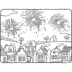 Dessin à colorier: Feux d’artifice (Fêtes et Célébrations) #209216 - Coloriages à Imprimer Gratuits