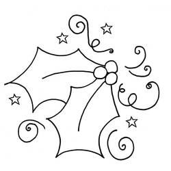 Dessin à colorier: Houx de Noël (Fêtes et Célébrations) #217576 - Coloriages à Imprimer Gratuits