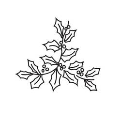 Dessin à colorier: Houx de Noël (Fêtes et Célébrations) #217578 - Coloriages à Imprimer Gratuits