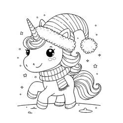 Coloriage Licorne de Noël (Fêtes et Célébrations) #222184 à imprimer et colorier