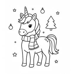 Coloriage Licorne de Noël (Fêtes et Célébrations) #222186 à imprimer et colorier