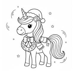 Coloriage Licorne de Noël (Fêtes et Célébrations) #222187 à imprimer et colorier