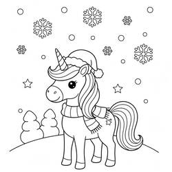 Licorne de Noël - Coloriages gratuits à imprimer