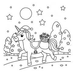 Licorne de Noël - Coloriages gratuits à imprimer