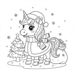 Coloriage Licorne de Noël (Fêtes et Célébrations) #222195 à imprimer et colorier