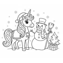 Coloriage Licorne de Noël (Fêtes et Célébrations) #222197 à imprimer et colorier