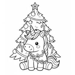 Coloriage Licorne de Noël (Fêtes et Célébrations) #222198 à imprimer et colorier