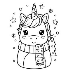 Coloriage Licorne de Noël (Fêtes et Célébrations) #222201 à imprimer et colorier