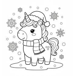 Coloriage Licorne de Noël (Fêtes et Célébrations) #222202 à imprimer et colorier