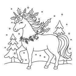 Coloriage Licorne de Noël (Fêtes et Célébrations) #222203 à imprimer et colorier