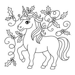 Coloriage Licorne de Noël (Fêtes et Célébrations) #222204 à imprimer et colorier
