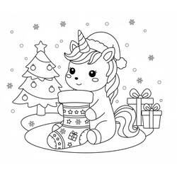 Coloriage Licorne de Noël (Fêtes et Célébrations) #222207 à imprimer et colorier