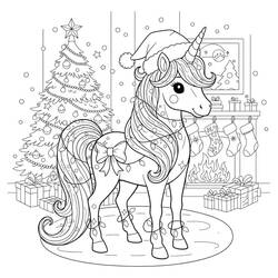 Coloriage Licorne de Noël (Fêtes et Célébrations) #222209 à imprimer et colorier
