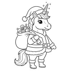 Coloriage Licorne de Noël (Fêtes et Célébrations) #222211 à imprimer et colorier