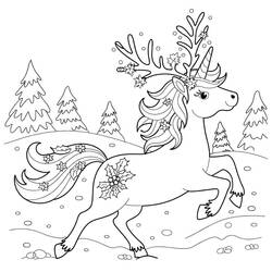 Coloriage Licorne de Noël (Fêtes et Célébrations) #222213 à imprimer et colorier