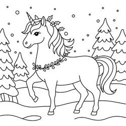 Coloriage Licorne de Noël (Fêtes et Célébrations) #222215 à imprimer et colorier