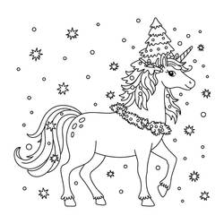 Coloriage Licorne de Noël (Fêtes et Célébrations) #222217 à imprimer et colorier