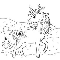 Coloriage Licorne de Noël (Fêtes et Célébrations) #222218 à imprimer et colorier
