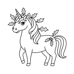 Coloriage Licorne de Noël (Fêtes et Célébrations) #222219 à imprimer et colorier