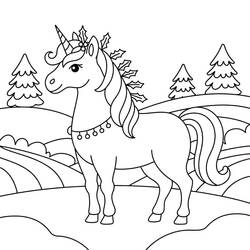Coloriage Licorne de Noël (Fêtes et Célébrations) #222220 à imprimer et colorier