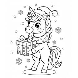 Coloriage Licorne de Noël (Fêtes et Célébrations) #222222 à imprimer et colorier
