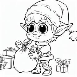 Dessin à colorier: Lutin de Noël (Fêtes et Célébrations) #190326 - Coloriages à Imprimer Gratuits