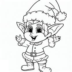 Dessin à colorier: Lutin de Noël (Fêtes et Célébrations) #190328 - Coloriages à Imprimer Gratuits