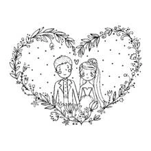 Dessin à colorier: Mariage (Fêtes et Célébrations) #56259 - Coloriages à Imprimer Gratuits