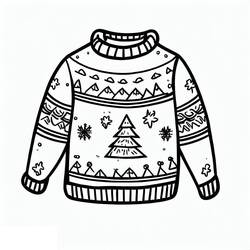 Dessin à colorier: Pull de Noël (Fêtes et Célébrations) #191585 - Coloriages à Imprimer Gratuits
