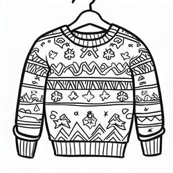 Dessin à colorier: Pull de Noël (Fêtes et Célébrations) #191603 - Coloriages à Imprimer Gratuits