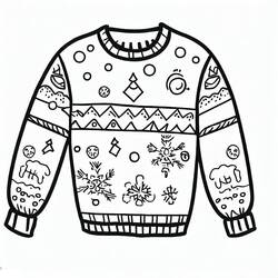 Dessin à colorier: Pull de Noël (Fêtes et Célébrations) #191606 - Coloriages à Imprimer Gratuits