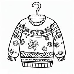 Dessin à colorier: Pull de Noël (Fêtes et Célébrations) #191611 - Coloriages à Imprimer Gratuits