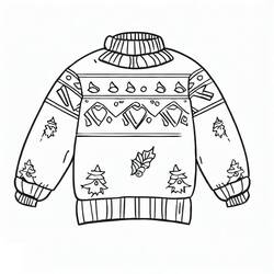 Dessin à colorier: Pull de Noël (Fêtes et Célébrations) #191612 - Coloriages à Imprimer Gratuits