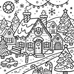 Dessins à colorier: Village de Noël - Coloriages à Imprimer Gratuits